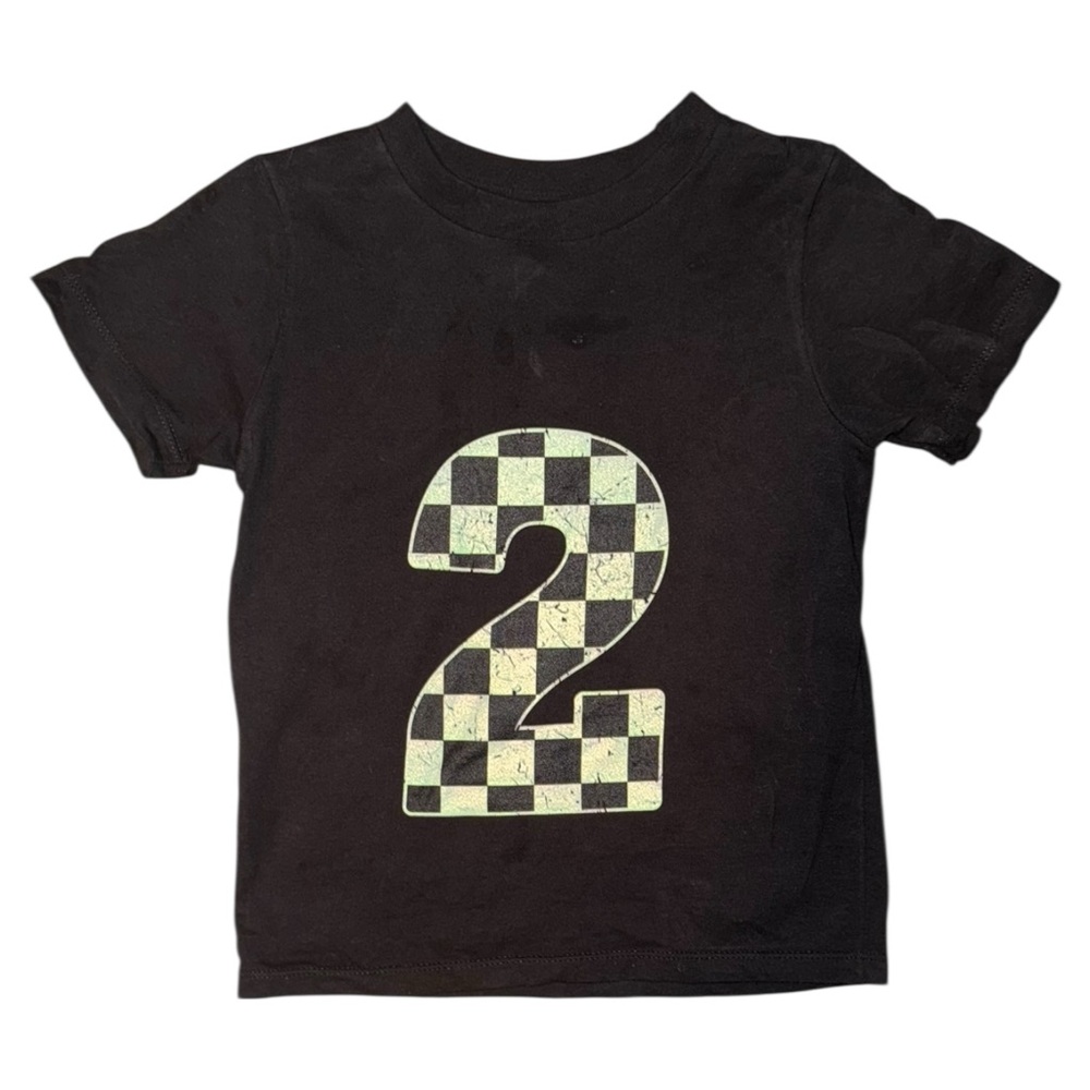 Toddler Black Checkered Number 2 T-Shirt